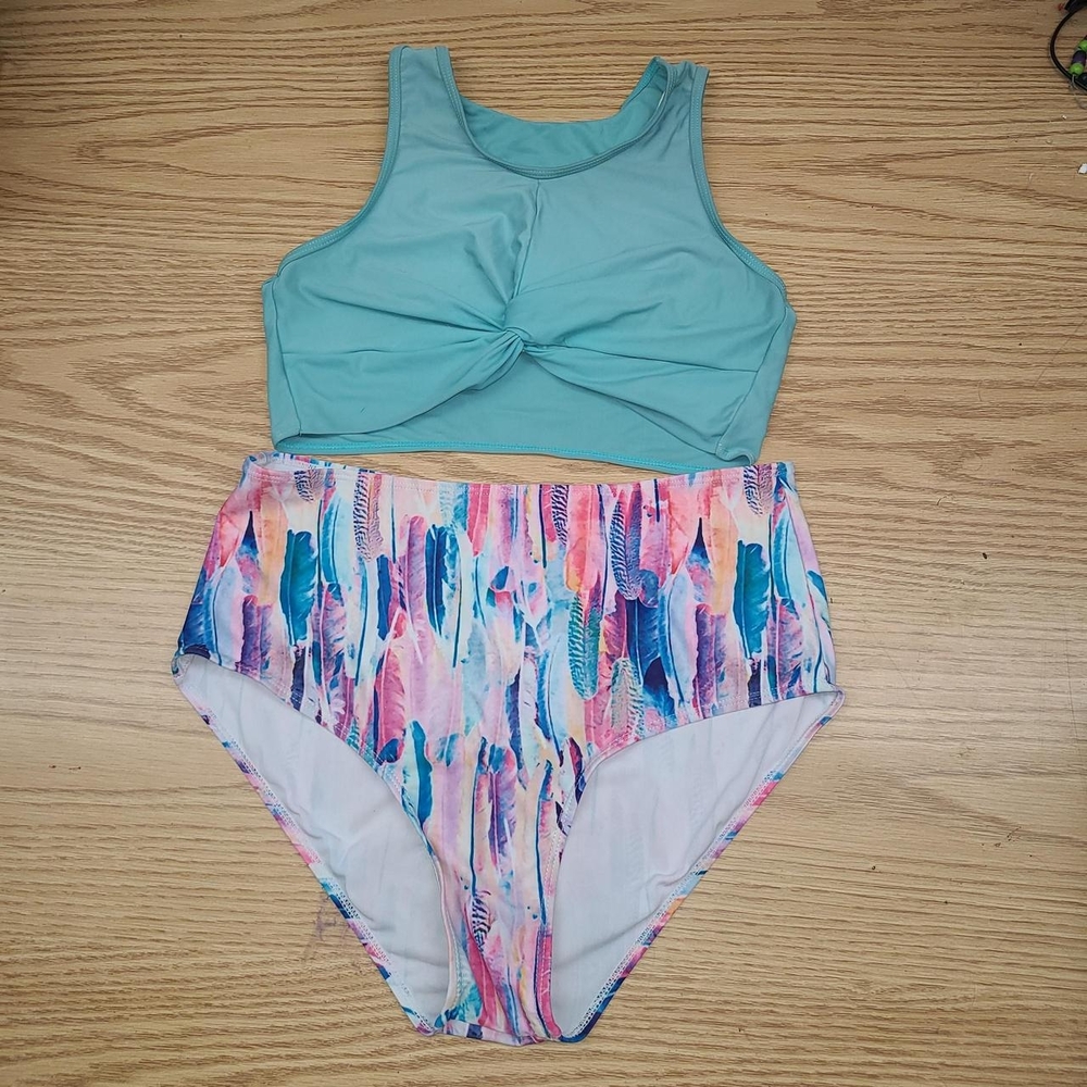 Kids Swim Set in Aqua and Multicolor